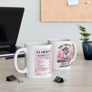 Mamasaurus Funny Mom Mug | Ceramic Coffee Cup, 11oz 15oz