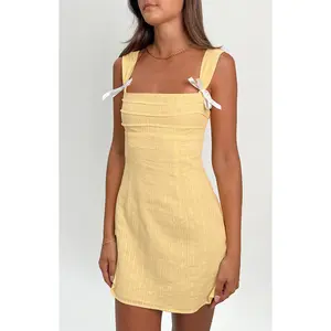 Taylor Yellow Tie Back Mini Dress