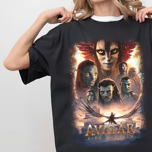 Avatarrr Fire and Ash T-Shirt, Fantasy Movie Graphic Tee, Epic Warrior Design, Sci-Fi Adventure Shirt, Unisex Streetwear Top Womenswear Casual
