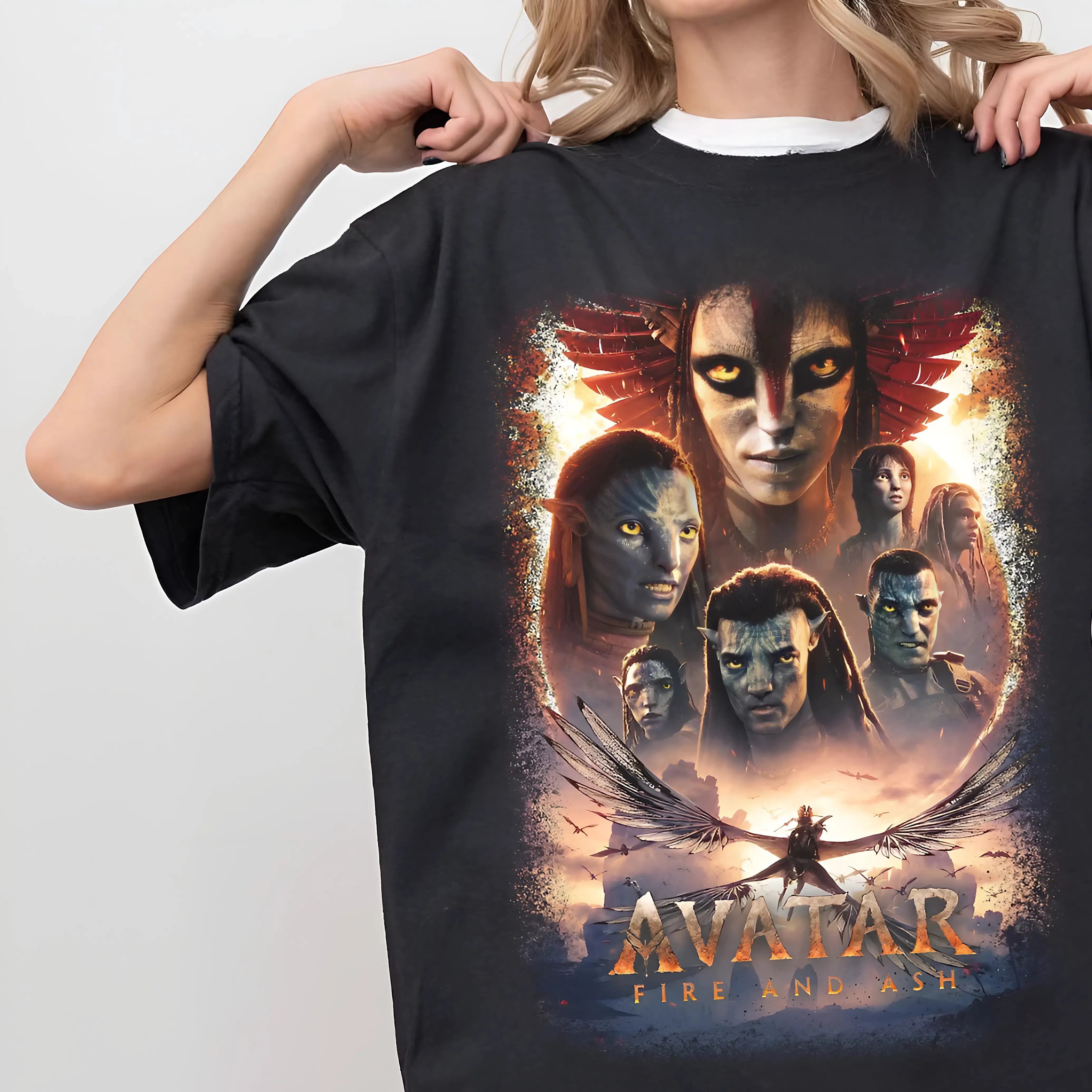Avatarrr Fire and Ash T-Shirt, Fantasy Movie Graphic Tee, Epic Warrior Design, Sci-Fi Adventure Shirt, Unisex Streetwear Top Womenswear Casual