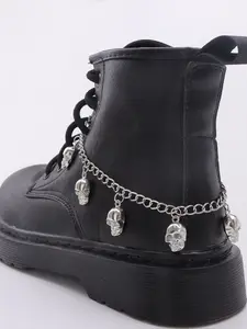 European and American Fashion Trendy Cross-Border Shoe Chain Accessory, Single Layer Skull Pendant Metal Chain, Stylish Footwear Decor