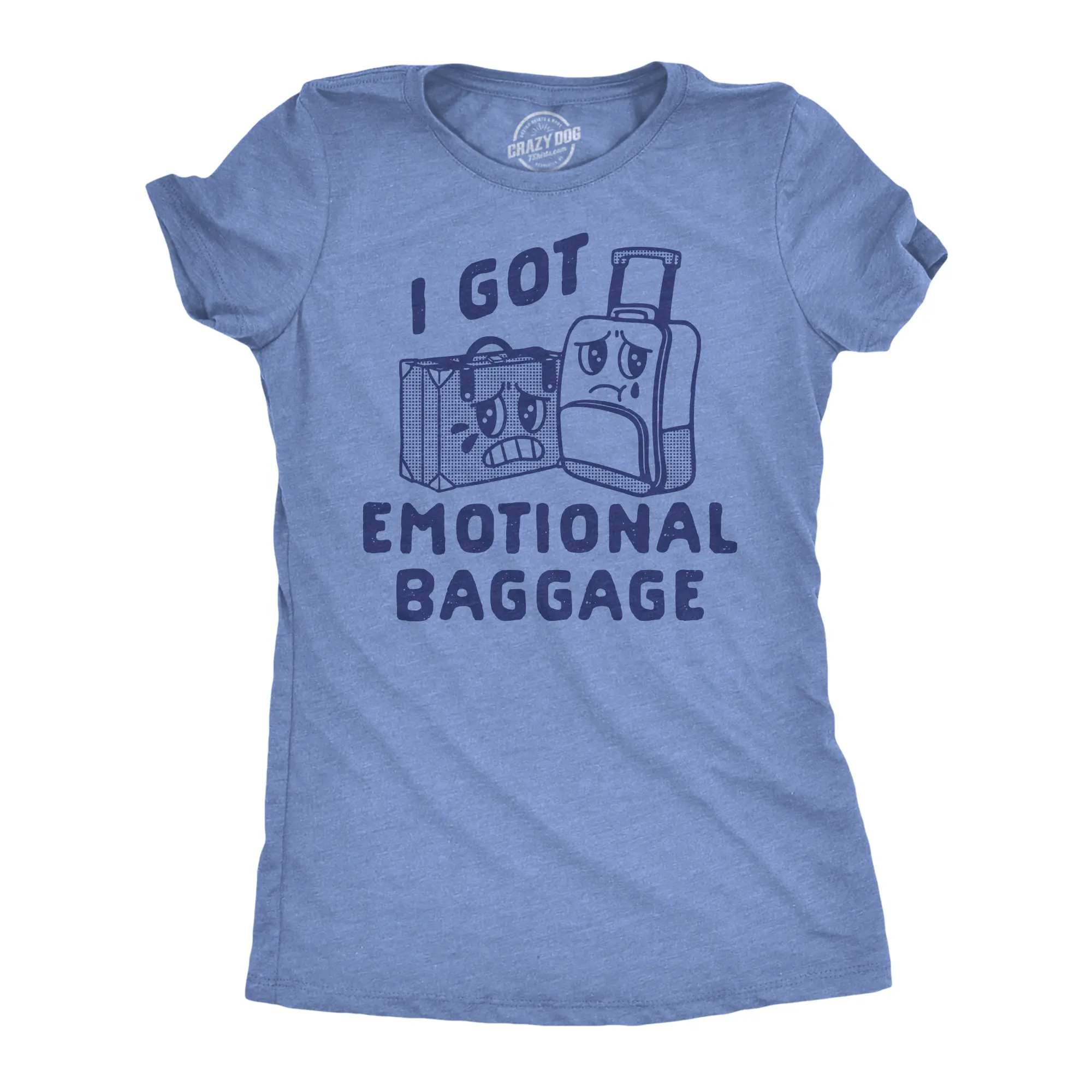 Womens Funny T Shirts I Got Emotional Baggage Sarcastic Graphic Novelty Tee for Ladies Funny Womens T Shirts Cute Vintage Fashion Casual Ladies T-Shirt Gift Funny Sarcastic Top Women's Novelty Tees Light Blue