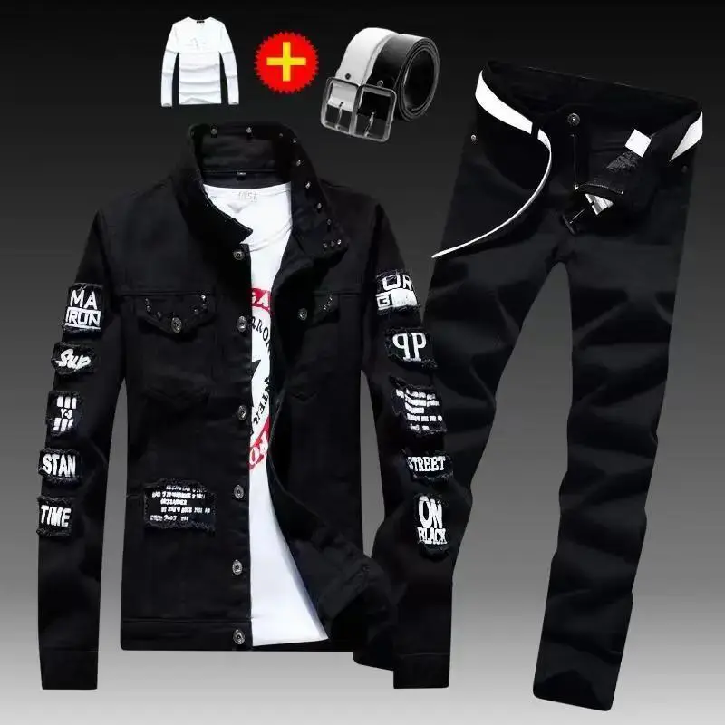 SpringAutumnMensDenimJacket+JeansPantsSeClothestFashionSingleBreastedCoatTrousersTwoPieceDenimsuitFathersdaygiftCasualMenswearLongSleevemen's2pieceset SpringAutumnMensDenimJacket+JeansPantsSeClothestFashionSingleBreastedCoatTrousersTwoPieceDenimsuitFathersdaygiftCasualMenswearLongSleevemen's2pieceset