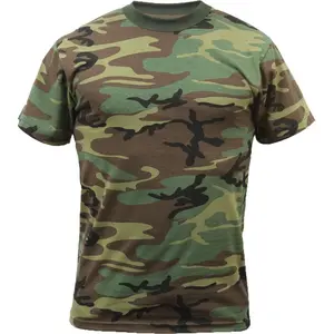 Woodland Camo - Tactical Short Sleeve T-Shirt, Poly/Cotton - Regular Cut