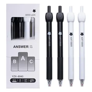 Set of 4 New Answer Gate Click Pens, High Aesthetic Ink 0.5mm Quick-Drying, School Exam Practice Stationery Gift Idea