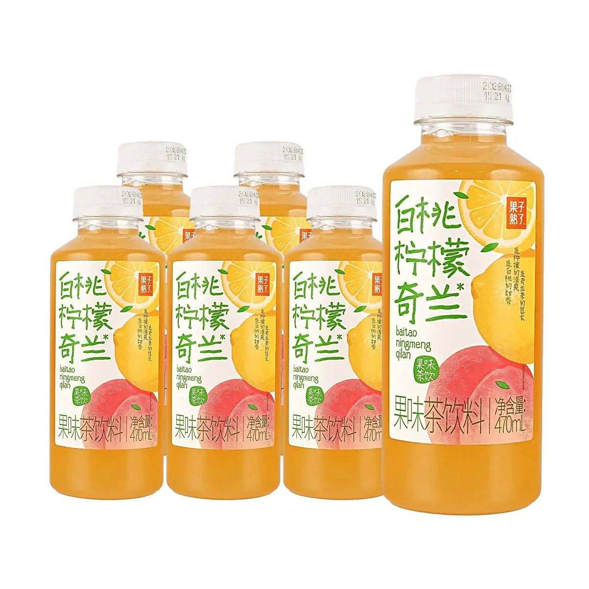 GZSL White Peach Oolong Tea Drink, 470ml x 6 Pack, Refreshing Fruit Flavored Beverage, Ready to Drink