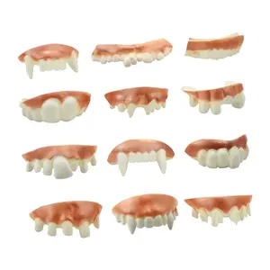 12 PCS Fake Teeth Set – Halloween Gag Teeth Vampire Dentures Props