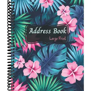 Address Book: large print address books with alphabet index. large print address book with alphabet tabs. More than 350 Entry Spaces! Tropical leaves cover .large ize