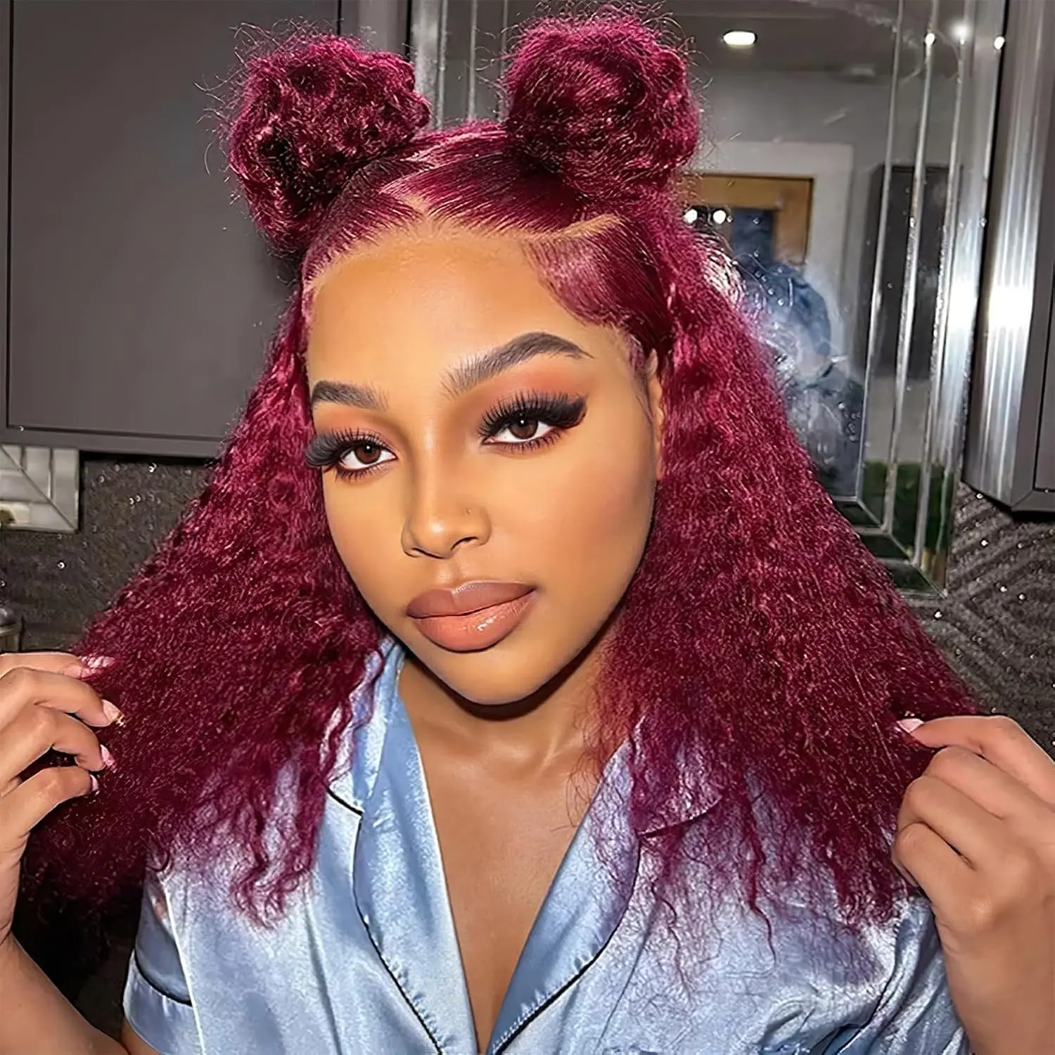99J Burgundy Curly Human Hair Wig 13x4 HD Lace Front Wigs Glueless Hair Short Bob Human Hair 180% Density Suitable for women Wave wigs 12 Inch summerwins Lace Part Wig
