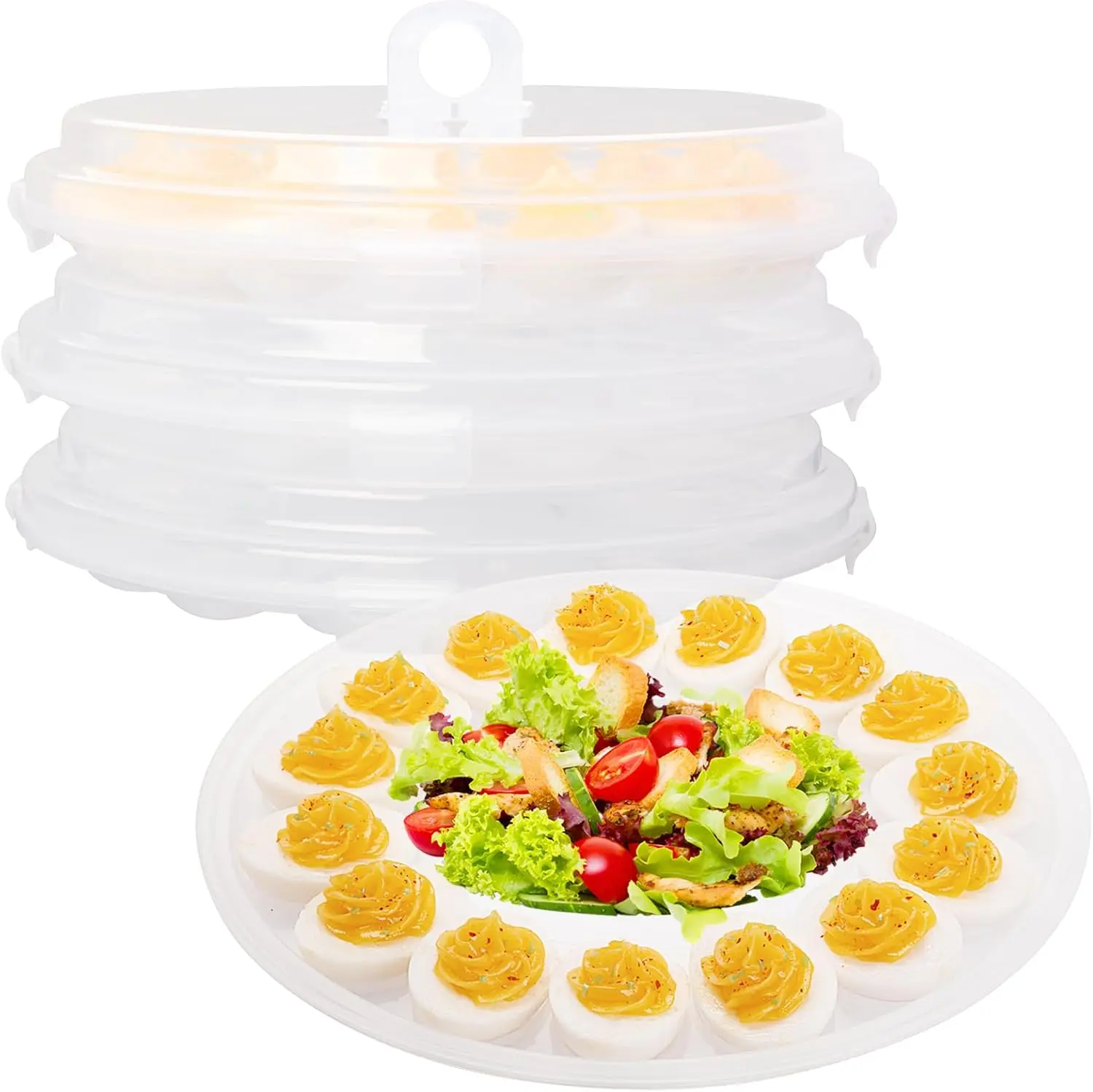 Shindel 3PCS Deviled Egg Platters - Portable Egg Trays with Lids for Party, Home, Kitchen, and Refrigerator Storage" meal  prep  Serving Utensils