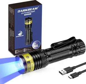 365nm UV Flashlight Black Light, Mini but Powerful Blacklight USB- C Rechargeable, Focusable Woods Lamp Water Resistant, Detector for Pet Urine, AC Leak Detection, Curing Resin