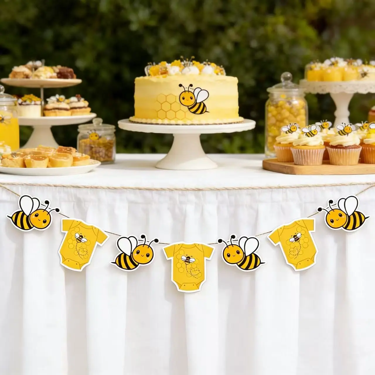 Bee Baby Onesie Banner, Infant Shower Decoration, Bee Party, Birthday, Gender Reveal Decor, Thick Material, Perfect for Celebrations, Decorative Banner