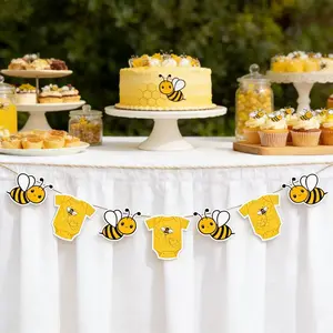 Bee Baby Onesie Banner, Infant Shower Decoration, Bee Party, Birthday, Gender Reveal Decor, Thick Material, Perfect for Celebrations, Decorative Banner