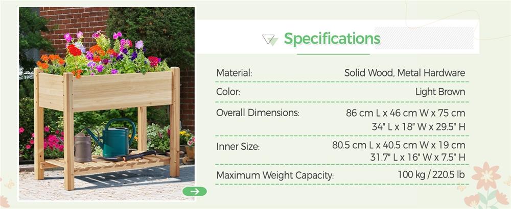 【Fir Wood】Yaheetech Wooden Raised Garden Bed Elevated Planter Box Kit 2 Tiers with Legs for Yard/ Garden Use Planting Vegetables/ Flowers/ Herbs/ Fruits