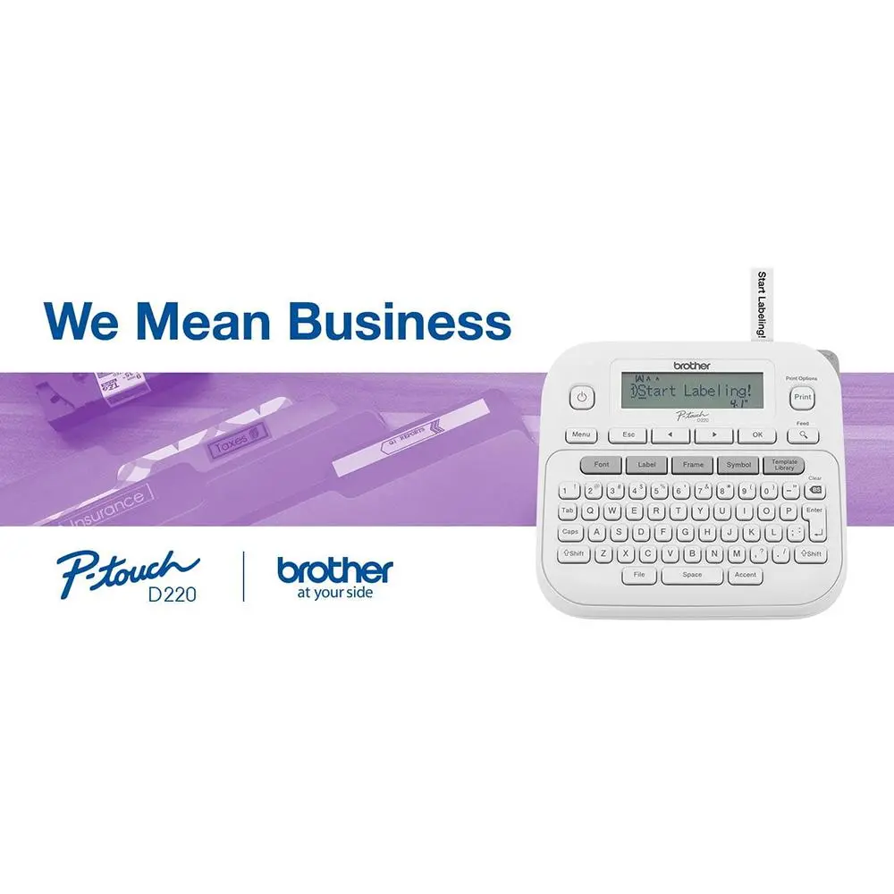 Brother PT-D220 Monochrome Thermal Mini Label Maker Machine - Home Organization Tool, Address Label Printer, LCD Screen, 11 Styles, 14 Fonts, 180 DPI, Batteries Included, Uses Brother Genuine TZe Laminated Tapes, Inkless Portable Office Device