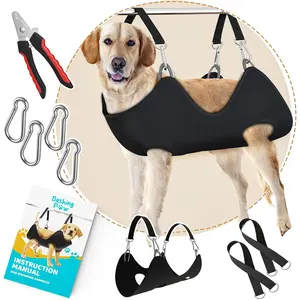 Dog Grooming Hammock – Sturdy & Safe Dog Hammock for Grooming with Durable Carabiner Clips & Straps – Soft, Comforting Dog Grooming Harness – Pet Grooming Hammock + Nail Trimmer for Large Dogs