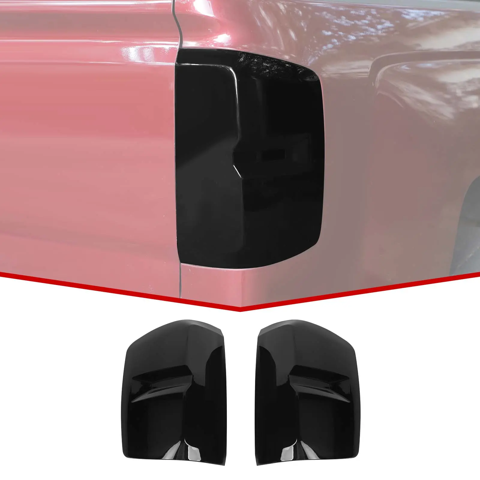 Smoky Black Rear Tail Light Cover Trim for 2014-2018 Chevy Silverado, 2-Piece Set, Self-Adhesive ABS Shell for Durability, High-Quality UV-Resistant Glossy Finish, Easy DIY Installation, Car Exterior Decoration Upgrade, Car Accessories Gift Option