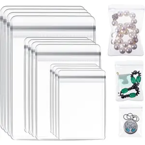 120 Pieces Clabby Clear Pvc Jewelry Bags Plastic Transparent Jewelry Rings Earrings Packing Storage Pouch Anti Tarnish Bags for Holding Jewelries, Document storage bag Organiser Glossy Boxes Gifts Case Water Proof