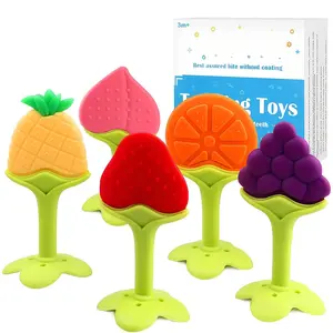 Baby Teething Toys 5-piece Set BPA-free Natural Organic Silicone Teethers Suitable for Refrigerator Freezer Safe for Infants Toddlers