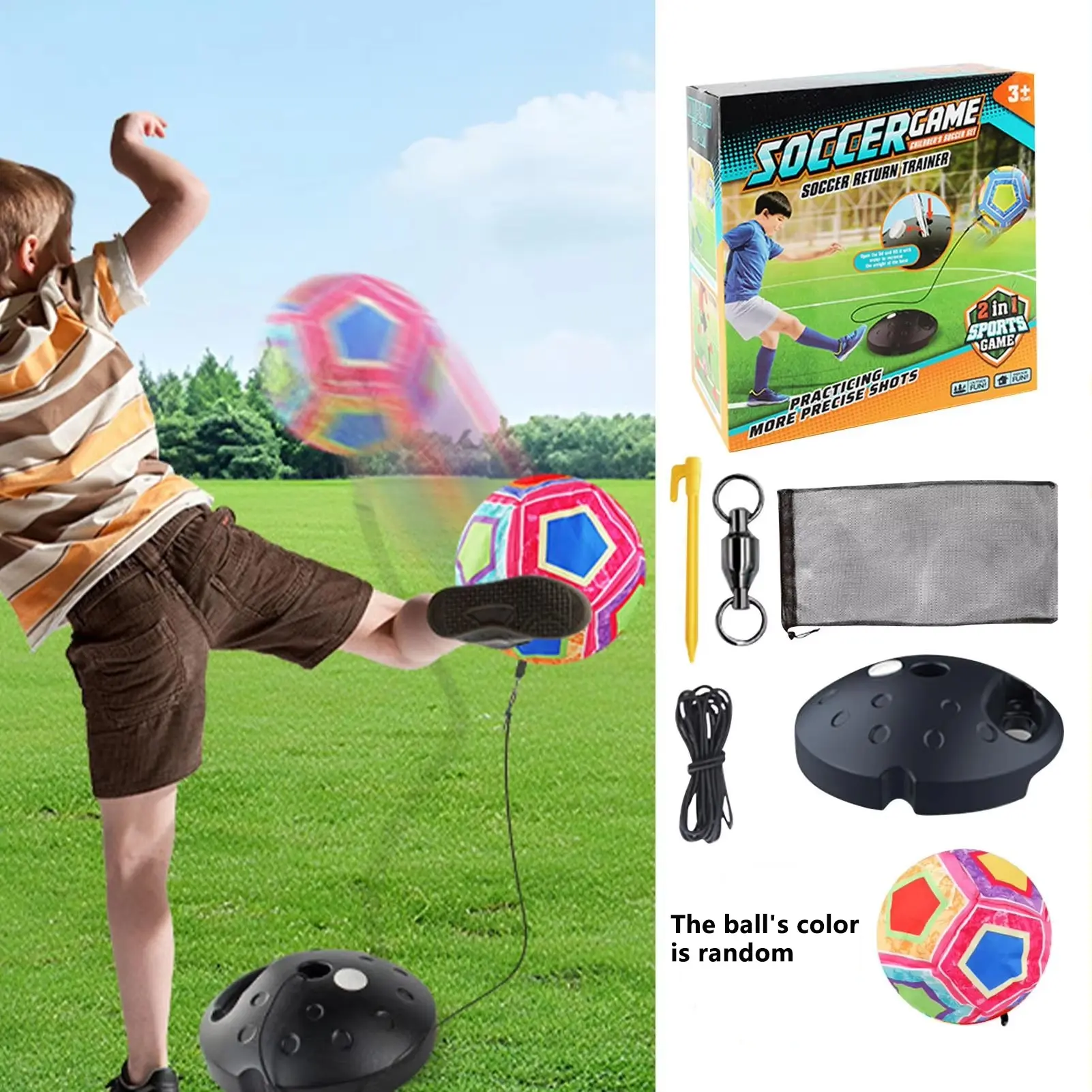Soccer Bounce Trainer, Improve Ball Control and Shooting Accuracy, Indoor Outdoor Sports, Includes Pump and Storage Bag, Battery-Free, Birthday Gift, Soccer Training Equipment