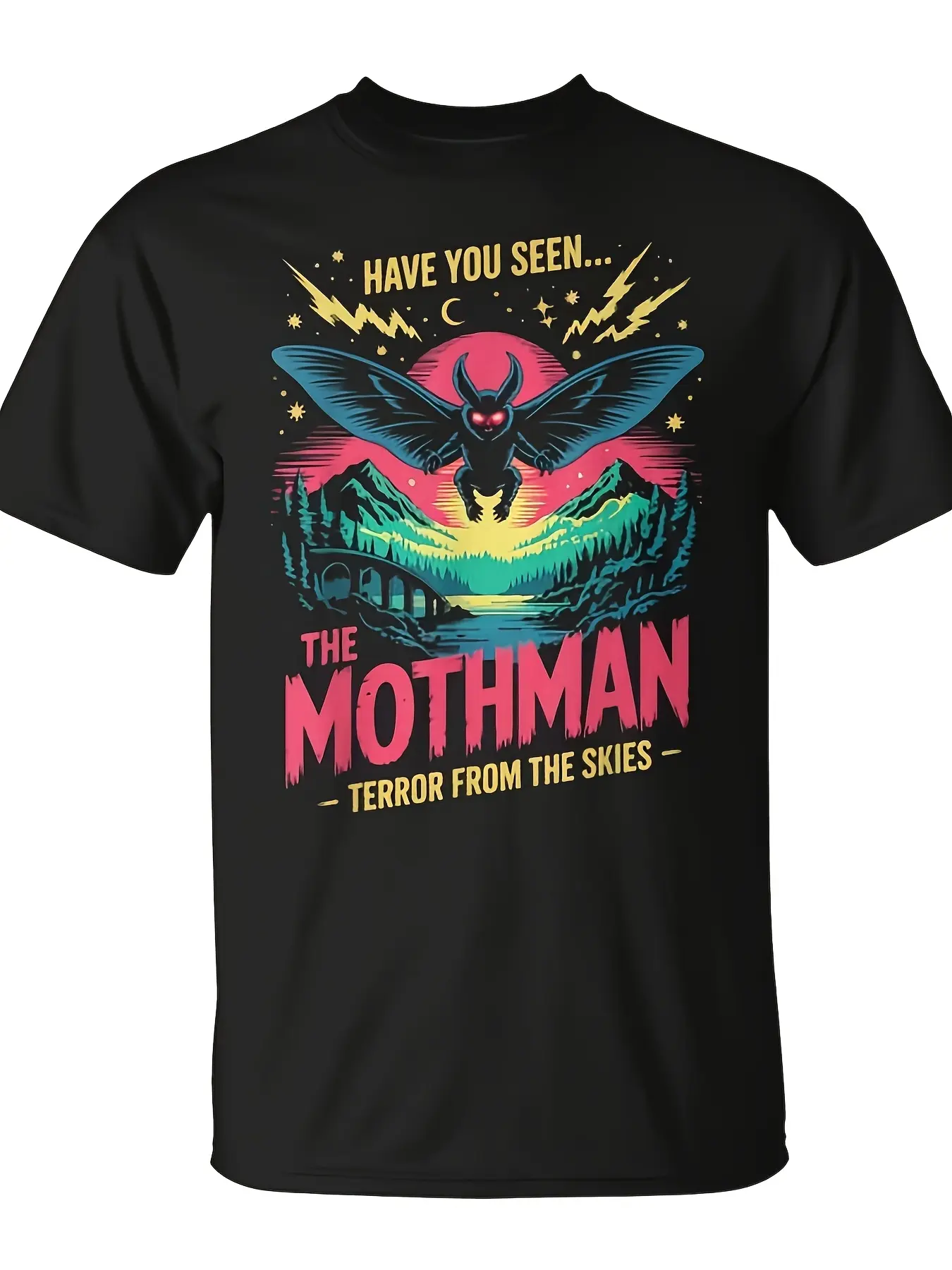 Have You Seen The Mothman Terror From The Skies T unisex soft cotton short sleeve t shirt, vintage graphic casual tee for men women teens, perfect birthday holiday gift for camping travel gym daily street  wear