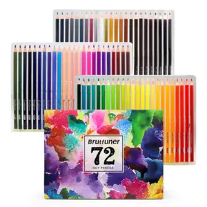 48/72pcs Brutefiner Oil Color Pencils Set, Wooden Colored Pencils for Drawing & Sketching, Professional Artist Supplies