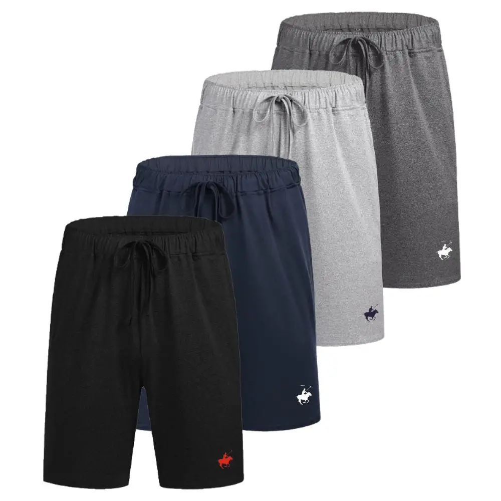 (4-Pack) Men's Casual French Terry Lounge Shorts with Pockets