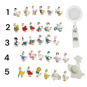 Glitter My Badge Silly goose 6 velcro interchanging toppers badge reel set for nurse and hospital workers. Badge clip Badge pull - Retractable swivel clip with a 360 rotation. Great gift for coworker.