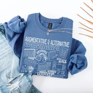 AAC Short Sleeved T-SHIRT / Sweatshirt , Speech Therapy , Special Ed Teacher , AAC Specialist, Gifts for SLPs, SLP Cotton Fabric Bottom