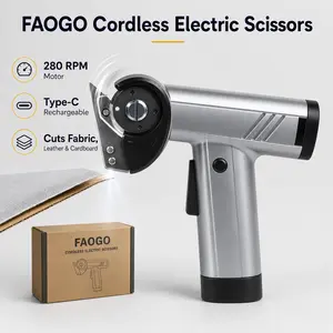 FAOGO Cordless Electric Scissors with 2 Blades. Type-C Rechargeable Fabric Cutter & Sewing Tool for Leather, Carpet & Thin Cardboard. Efficient DIY Crafting Supplies. #SummerWins