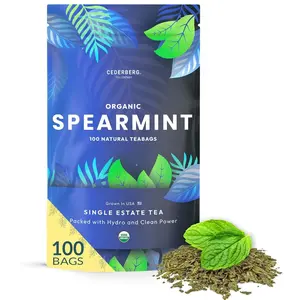 Cederberg Tea Company Organic Spearmint Herbal Tea 100 Natural Teabags - Hormone Balance & Digestive Support - Caffeine-Free Herbal beverage - Enjoy Hot or Cold