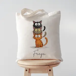 Personalised Cat Tote Bag, Cat Shopping Bag, Gift for Her, Gift for Mum Nanny Sister Friend, Cat Lover Gift, Cat Mum Gift #752