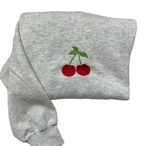 Cherry Girly Embroidered Sweatshirt Pullover