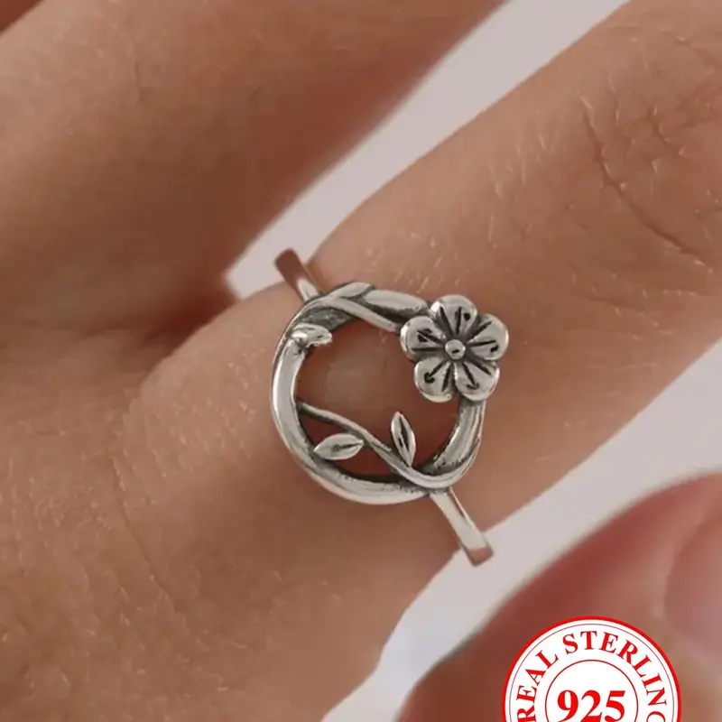 S925 Sterling Silver Flower Design, Fashion Accessories, elegant fashion rings, elegant casual ring, Fashion Rings for Women & Girls, Trendy All-match & Exquisite Jewelry for Birthday Gift with Box