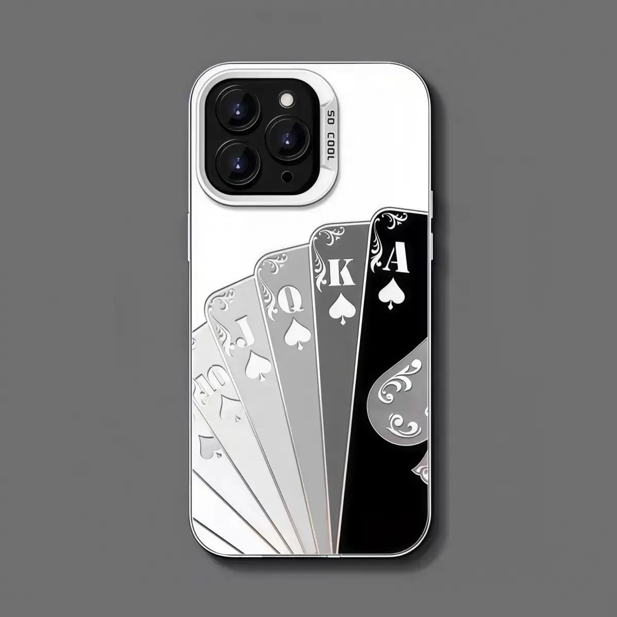 Spades Poker Game Smartphone Case, Playing Cards Design Reflective Gradient Shine Slim Fit Shockproof Protective Cover for iPhone 17 17E 16 16E 15 14 13 12 11 Pro Max Plus XR SE4 - Mobile Phone Accessories