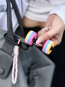 Rainbow Barbell Pendant And Creative Woven Rope, Detachable Pendant, Perfect Choice For Couples/Fitness Enthusiasts, Unisex, Backpack/Crossbody Bag/Shoulder Bag Decoration, Surprise Gift For New Year/Holidays/Parties/Birthdays/Back To School Season.