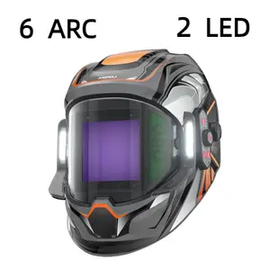 ANDELI Welding Helmet - Panoramic 180° View 3.94"X3.74",True Color Auto Darkening Welding Helmet with Light, 6 Arc Sensor, 4/5-8/9-13 Type-C Charging Moner LED