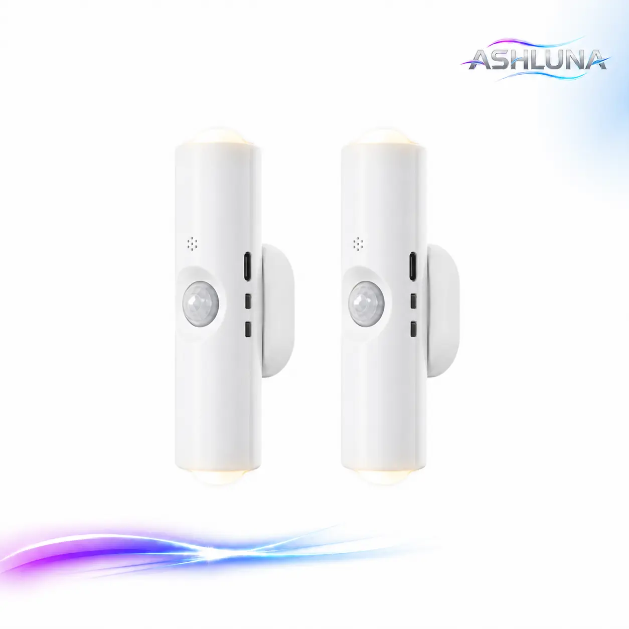 ASHLUNA 2-Pack RGB Motion Sensor Night Lights, Rechargeable Magnetic Wall Lamps with Colors and Auto Mode