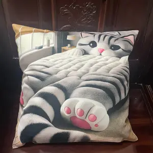 2/4 Pieces,2D flat printing,square pillow cover 18*18 inches,cat pattern,Pillowcases,Throw Pillow Covers,single-sided printing,no pillow core,Halloween Gifts,Christmas gifts，Home Decor