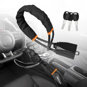 Retractable Steel Cable Steering Wheel Lock - High Security Anti-Theft Device for Car, SUV, and Truck, Features Cut-Resistant Bolt and Easy Installation