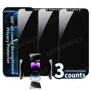 KAYKWONG'S 360 Degree All-round Anti-peeping Privacy Tempered Glass, Anti-spy 4 Directions Protective Screen Protector Film, Phone Accessories for iPhone Series, Cover, Protection