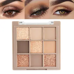 9-Color Nude Brown Eyeshadow Palette – Matte & Shimmer, Waterproof & Long-Lasting