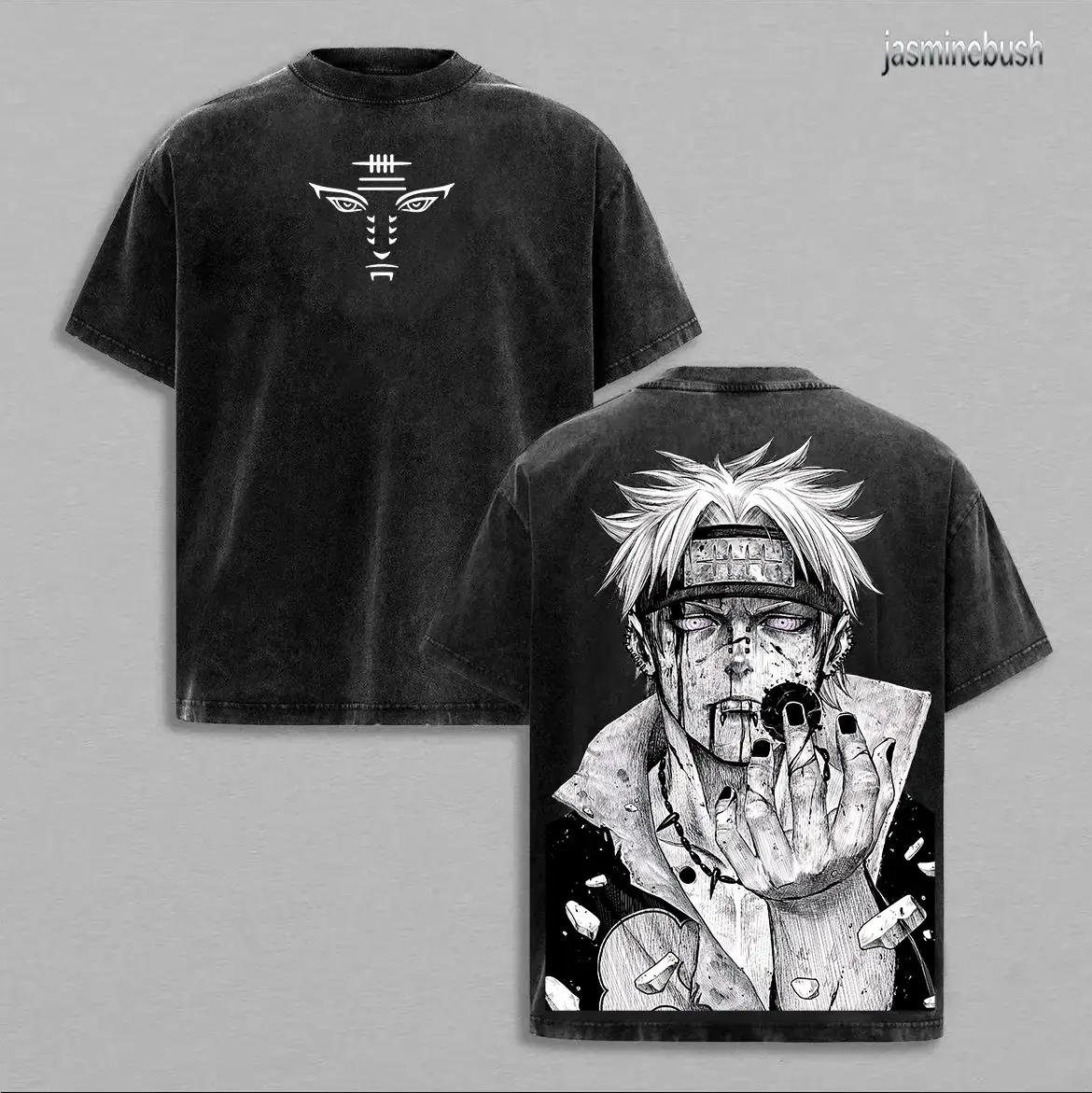 Pain Nagato Rain Village Vintage Oversize Unisex T-Shirt Washed, Double Printed Cool Anime Graphics Tee, Anime Outfit, Design Shirt, Anime Merch, Gift For Anime Fan, For Anime Fans