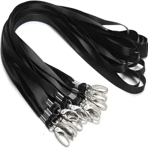 50 Pack Lanyards for Id Badges Holder Bulk Lanyard with Clip Swivel Hooks(Black)