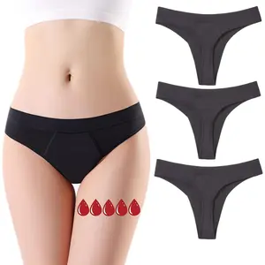 Period Underwear for women 20ML Heavy Flow Absorbent thong Leak Proof Period Thongs,Period Panties Tangas Womenswear Bridal underwear women thongs Lingerie 1 Black Basic Minimalist
