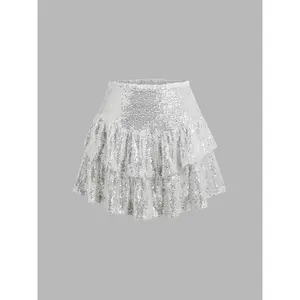 Cider [size 2-10] Sequin High Rise Layered Mini Skirt