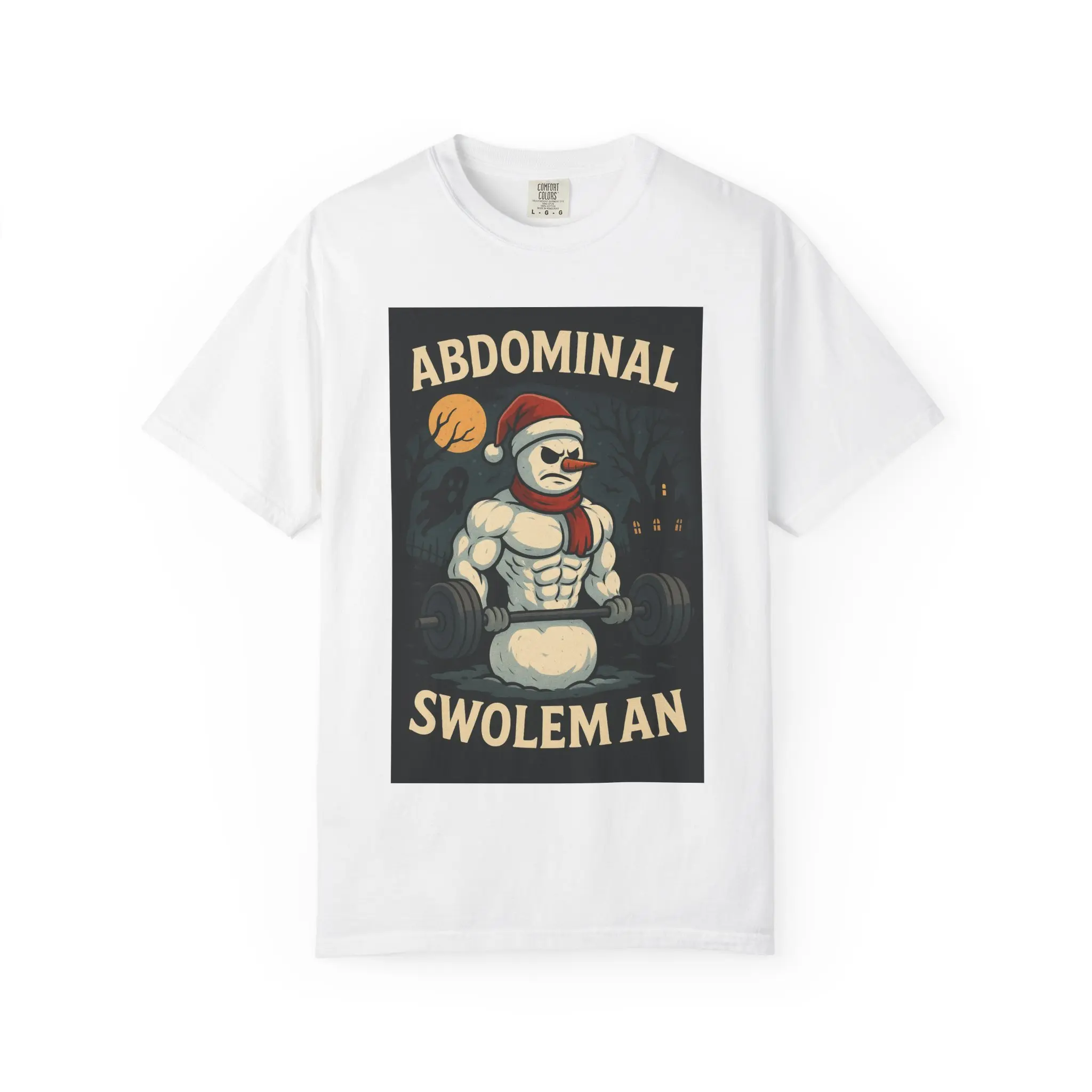 Abdominal Swoleman Snowman Illustration T-shirt | Workout Humor, Winter