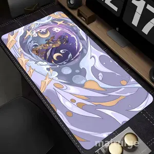 1-Piece XXL Oversized Gaming Mouse Pad Genshin Impact Game-Themed Design Rubber Anti-Slip, 3mm Thickened, Washable Mouse Pad Ultra-Long Computer Accessory for PC & Office Decor Top Choice for Gamer Gifts Ideal for Laptop, Study, and Work Desk Mouse Pad