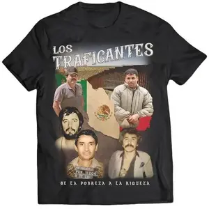 Los Traficantes Cartel Shirt – Narco Druglord Graphic T-Shirt, De La Poreza A La Rioueza Tee, Retro Gangster Mexican Streetwear, Fashion Cotton, Full Sizes, Full Colors, For Men, For Women
