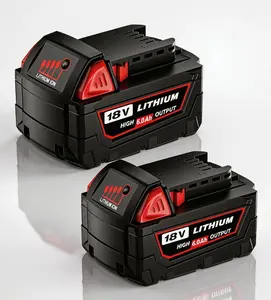 2Pack 6.0Ah M18 Replacement Battery for Milwaukee 18V Cordless Tools, Compatible with 48-11-1862 48-11-1852 48-11-1882